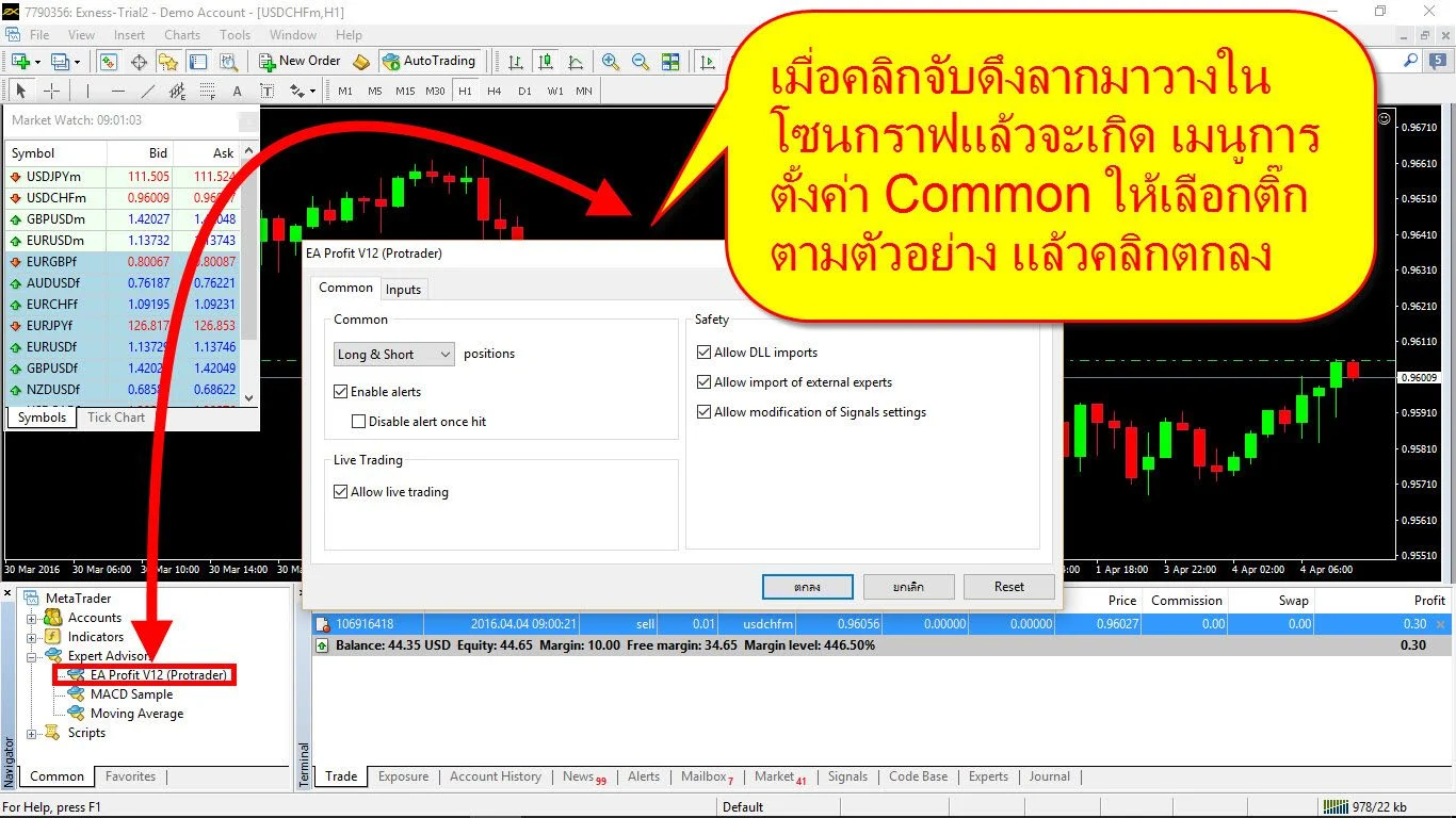 วิธีติดตั้ง EA Forex ลง MetaTrader 4 9 How-to-set-up-EA-on-MT4-exness-broker6