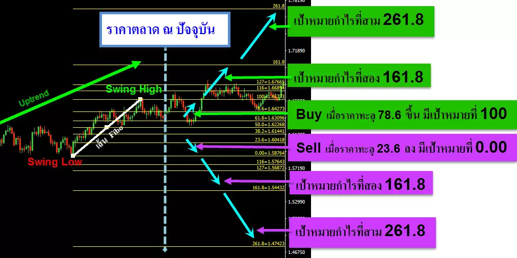 วิธีใช้ และ การตั้งค่า Fibonacci อย่างละเอียด 8 ตัวอย่าง- การลากเส้น-ฟีโบนัชชี-การย้อนกลับ-เพื่อ-การวิเคราะห์-ตลาด-ใน-แนวโน้มขาขึ้น-ตกลง-เพิ่มเติม