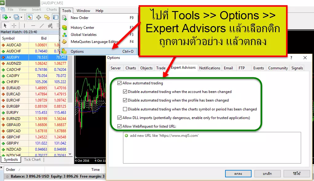Go to Tools Options Expert Advisors and then select as forex ประเทศไทย forexinthai