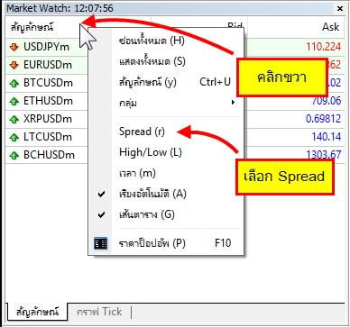 วิธีแสดงค่าสเปรดใน mt4