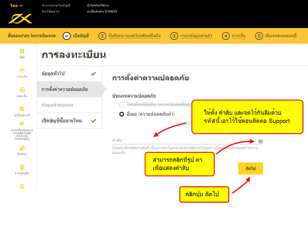 Exness คำลับ